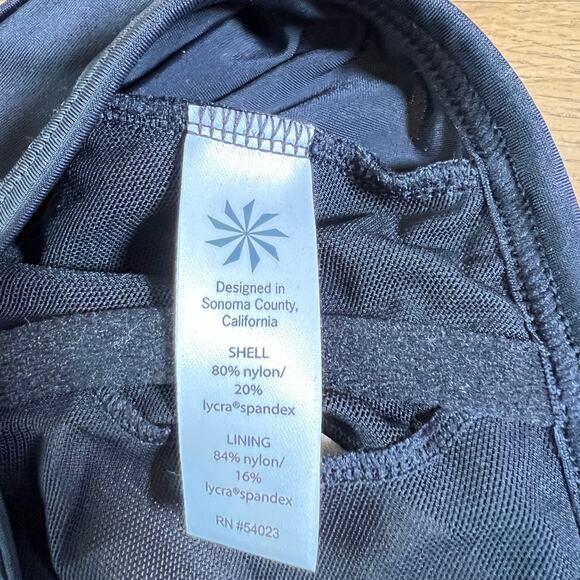 Athleta Laguna‎ Side Scrunch Tankini Top Black White Geometric Womens 38 B/C - Picture 6 of 7